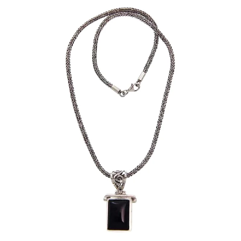 Vivid druzy necklaces-Sterling Silver Onyx 'Dream Guide' Necklace