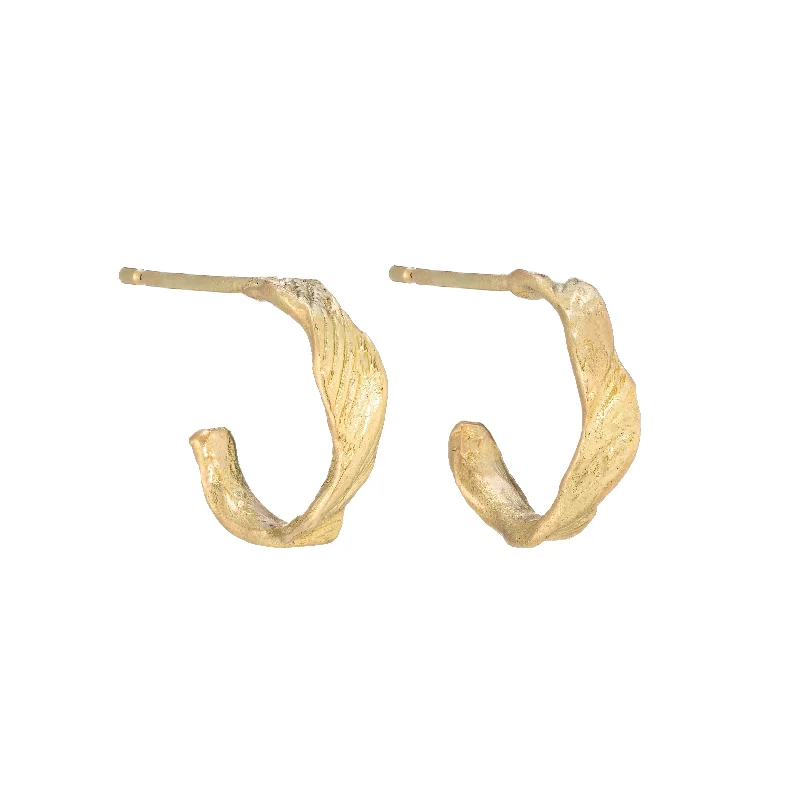 Silk tassel earrings-Mini Ripple Hoops 18ct Gold