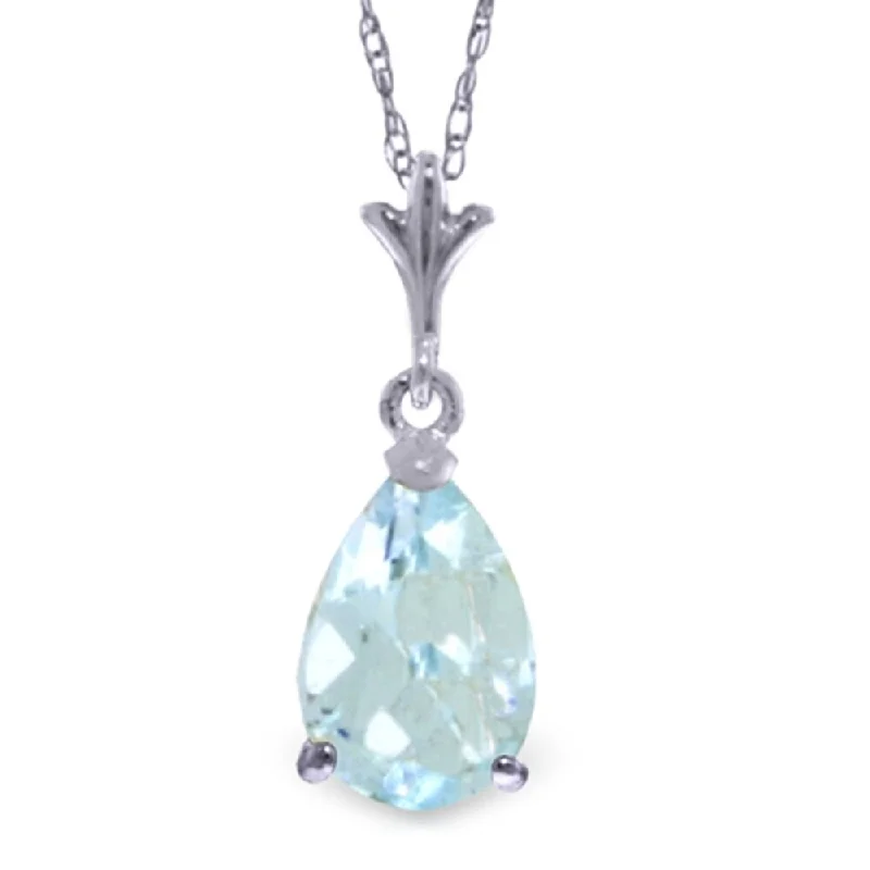 Topaz drop necklaces-1.5 Carat 14K White Gold Prepare For Love Aquamarine Necklace