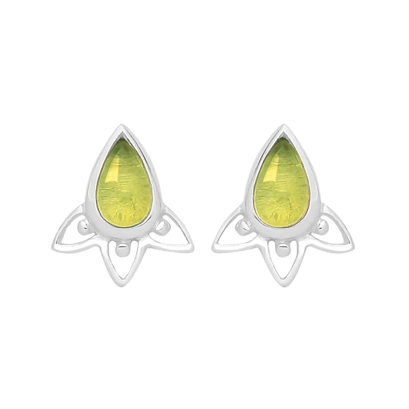 Textured disc earrings-ARIA - Peridot & Sterling Silver Studs