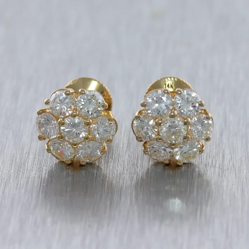 Java tile earrings-14k Yellow Gold 2.75ctw Diamond Cluster Stud Earrings