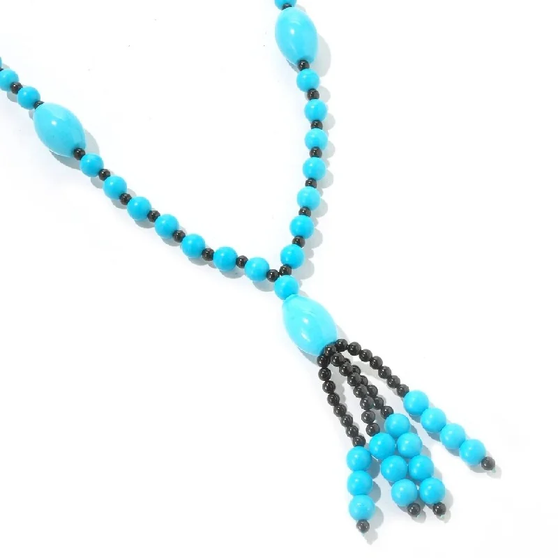 Silk thread necklaces-Sterling Silver 503.70ctw Turquoise Necklace 28.00'L