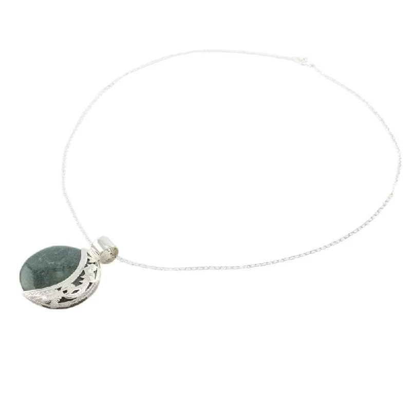 Stamped monogram necklaces-Handmade Jade Quetzal Eclipse Sterling Silver Necklace (Guatemala)