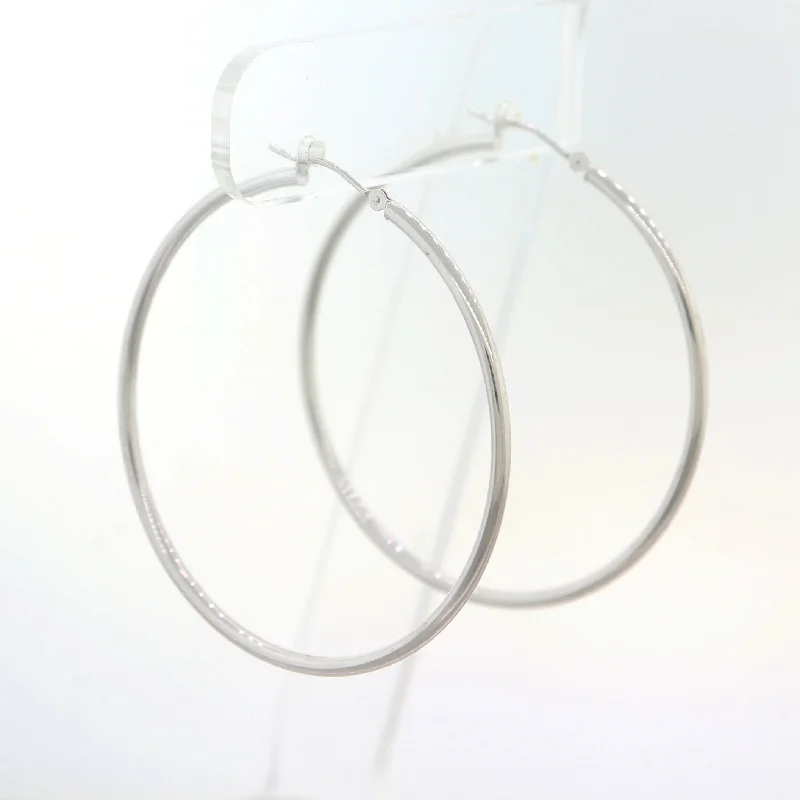 Agate drop earrings-Modern 14k White Gold Extra Large Hoop Earrings