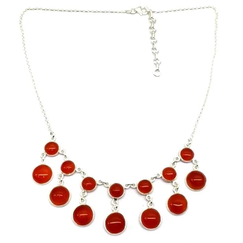 Heavy collar necklaces-925 Sterling Silver Carnelian Necklace