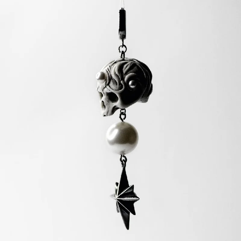 Thin threader earrings-Skull & Star earring