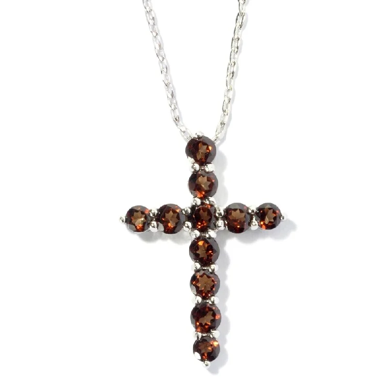 Sleek pendant necklaces-Stering Silver Chacolate Topaz Cross Necklace