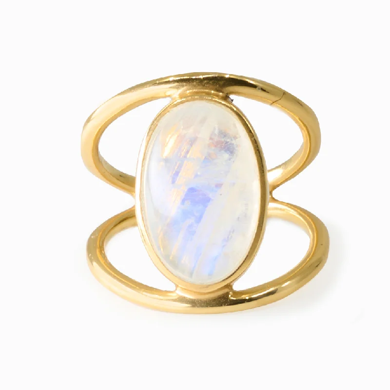 Rainbow Moonstone Ring