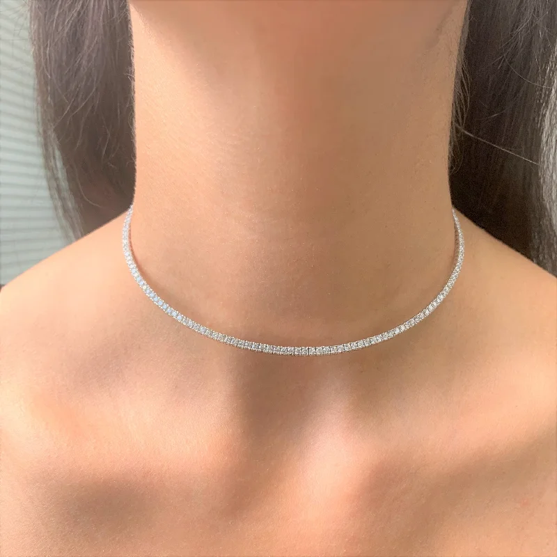 Braided link necklaces-Joelle Diamond Choker Collar Necklace 3.56 CT TDW 14K Gold