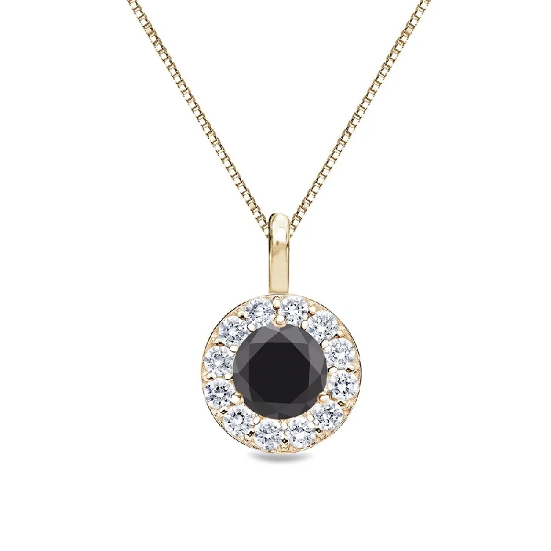 Cedar wood necklaces-Auriya 1/2ctw Round Black Diamond Halo Necklace 14k Gold (H-I, I1-I2)