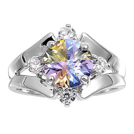 Chunky stone engagement rings-Arizona Sunset: 3.4ct Ice on Fire Color Change CZ Cocktail Ring