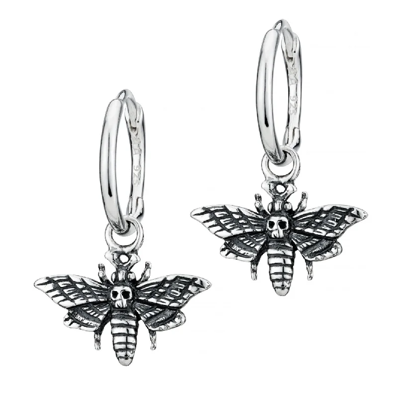 Pure crystal earrings-MISERY MOTH - Sterling Silver Hoops