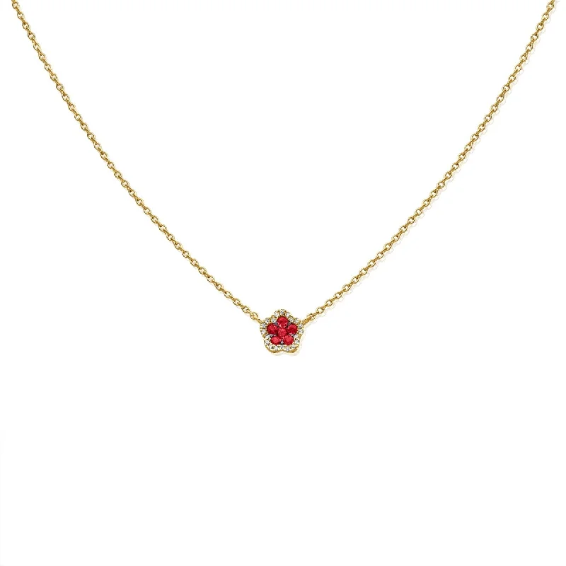 Thin filigree necklaces-Joelle Pink Sapphire & Diamond Necklace 14K Gold