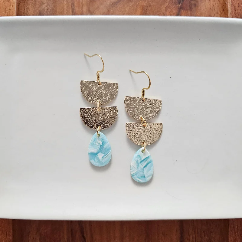 Light clay earrings-Aria Earrings - Aquamarine