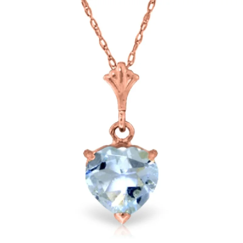 Vine braid necklaces-1.15 Carat 14K Rose Gold Proud Heart Aquamarine Necklace