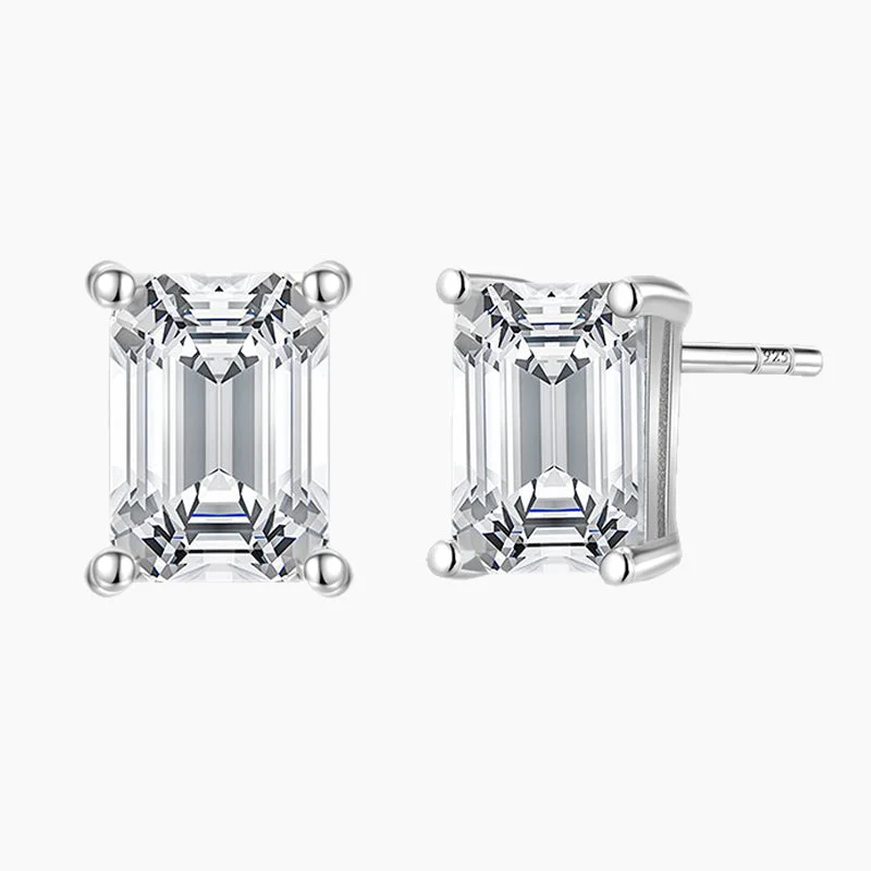 Shiny gold earrings-Sterling Silver 1CT Cubic Zircon Post Earrings