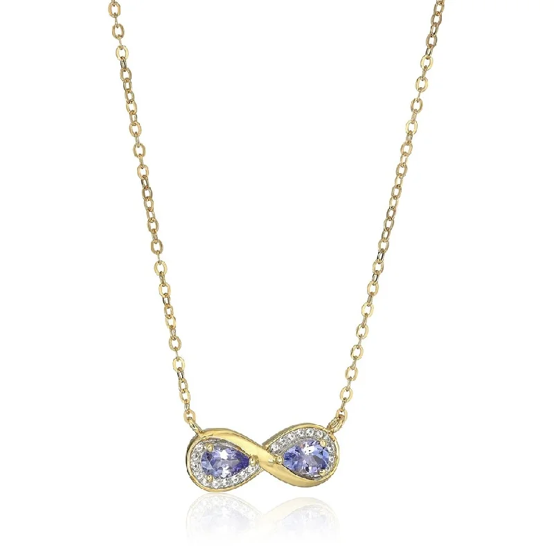 Oval shape necklaces-Yellow Gold-Plated Silver Tanzanite Infinity Pendant Necklace, 18" - Blue