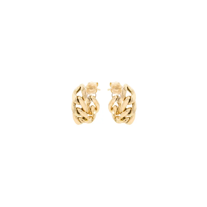 Tiny star earrings-14k Large Curb Chain Huggie Hoops