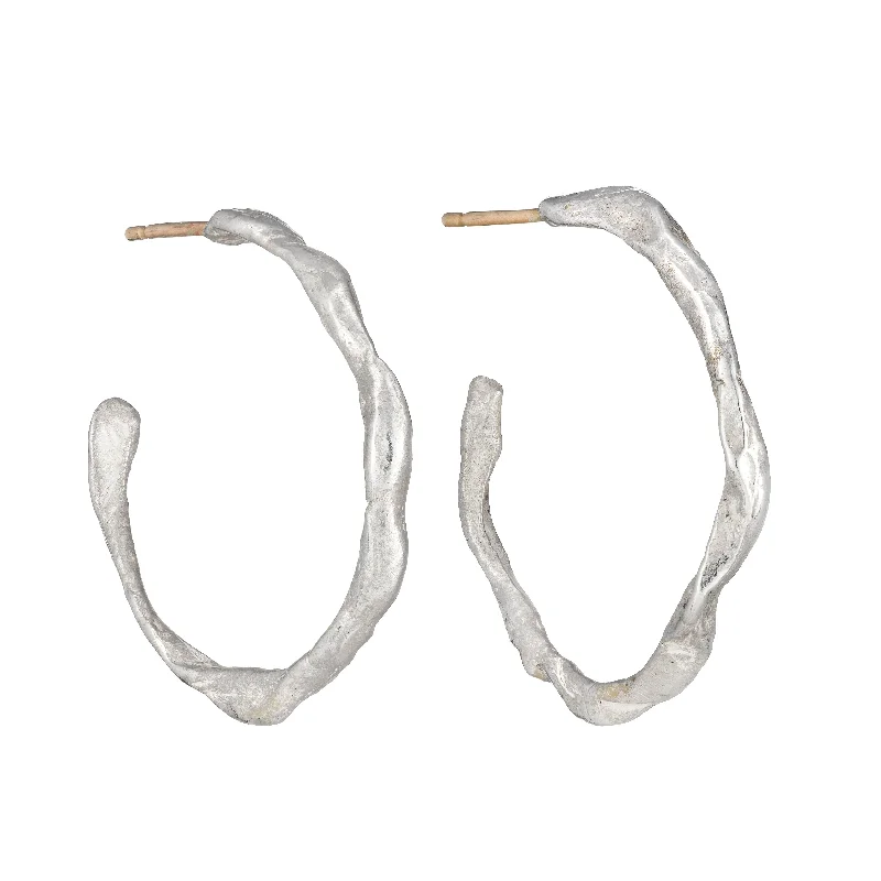 Curved design earrings-Penzance Hoops Silver