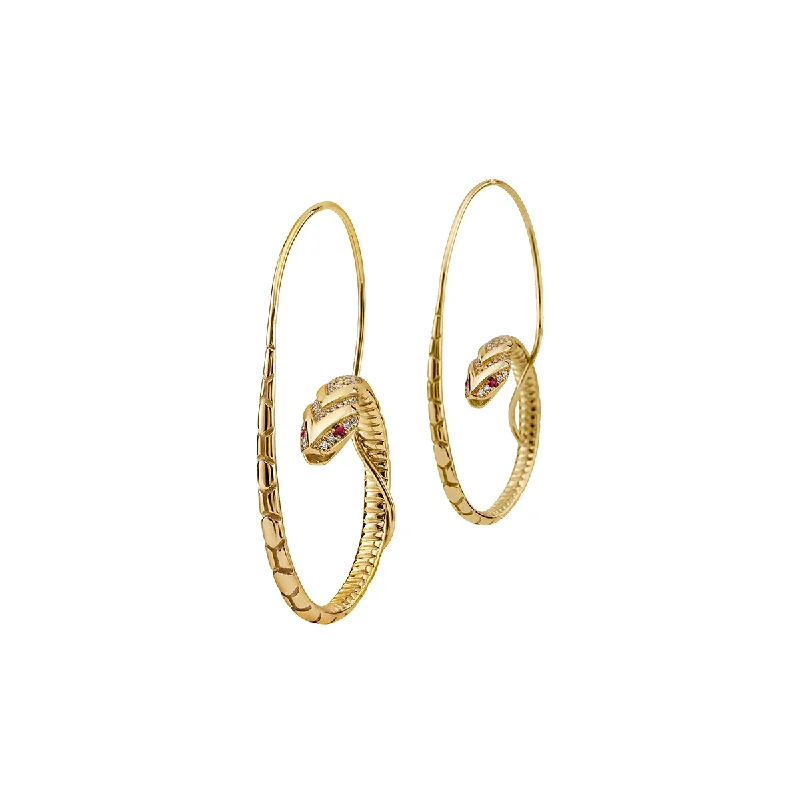 Tiny wing earrings-The Snake Hoop Earrings