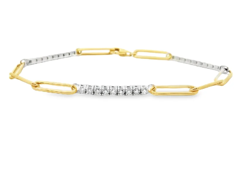 Loop charm bangles-14K Two-Tone Paperclip Diamond Station Bracelet - .82ctw