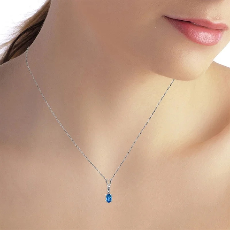 Coiled cord necklaces-0.46 Carat 14K Solid White Gold Ball In Court Blue Topaz Diamond Necklace