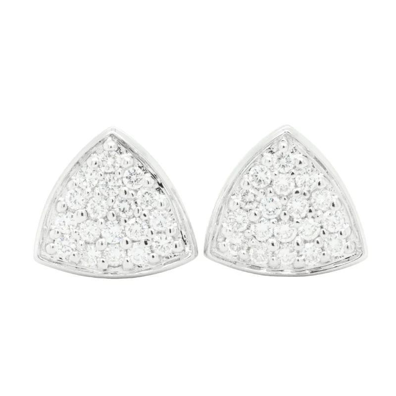 Astro charm earrings-18k White Gold Diamond Pave Shield Shape Omegaback Earrings 1.05ctw G VS2 7.9g