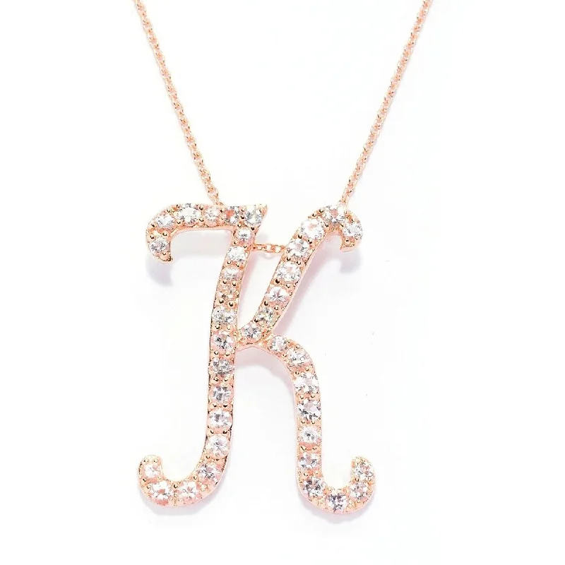 Pixie wing necklaces-18k Rose Gold over Sterling Silver Round Morganite Initial K Necklace