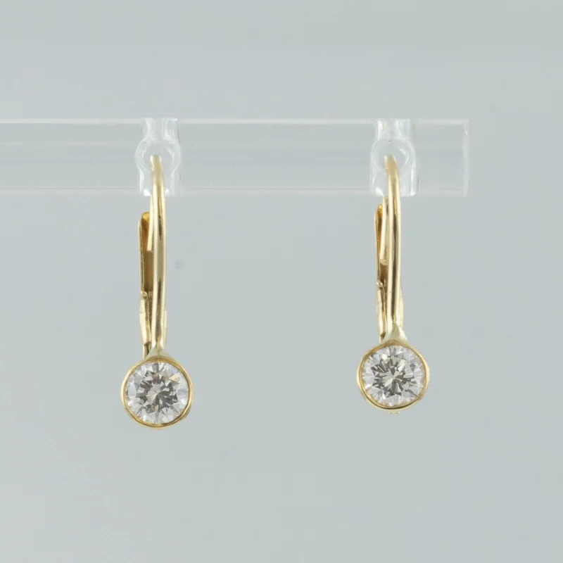 Surf motif earrings-14k Yellow Gold Diamond Dangle Drop Leverback Earrings 0.48ctw G-H SI1 1.4g