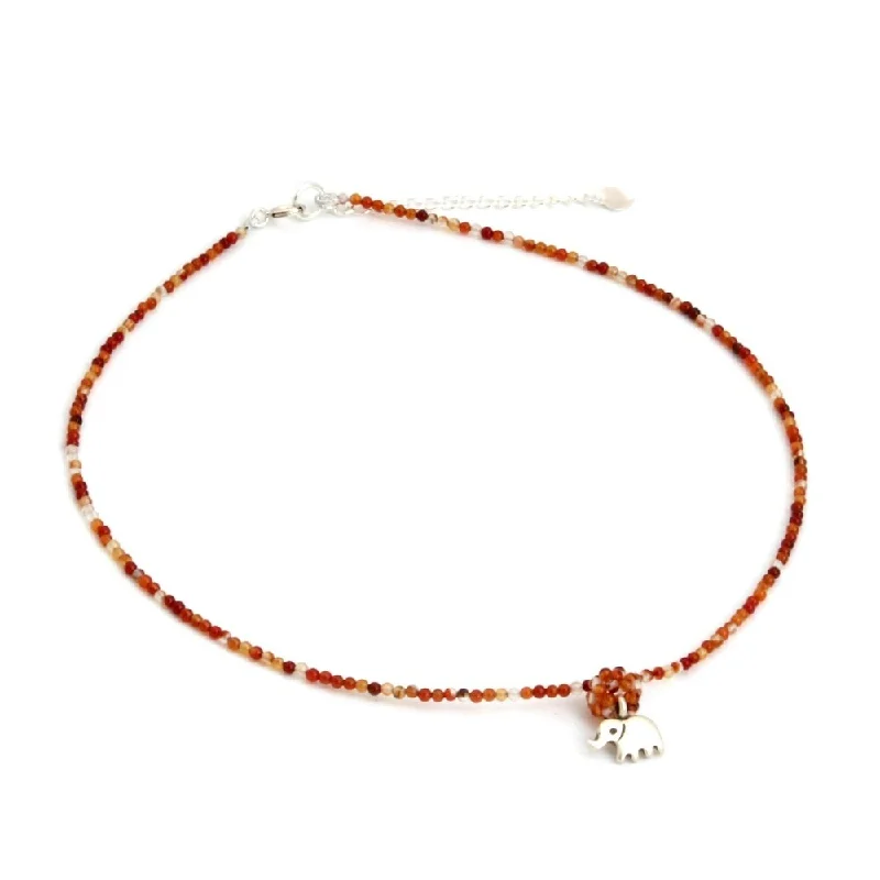 Thick bar necklaces-Handmade Sterling Silver 'Elephantine Charm' Carnelian Necklace (Thailand)