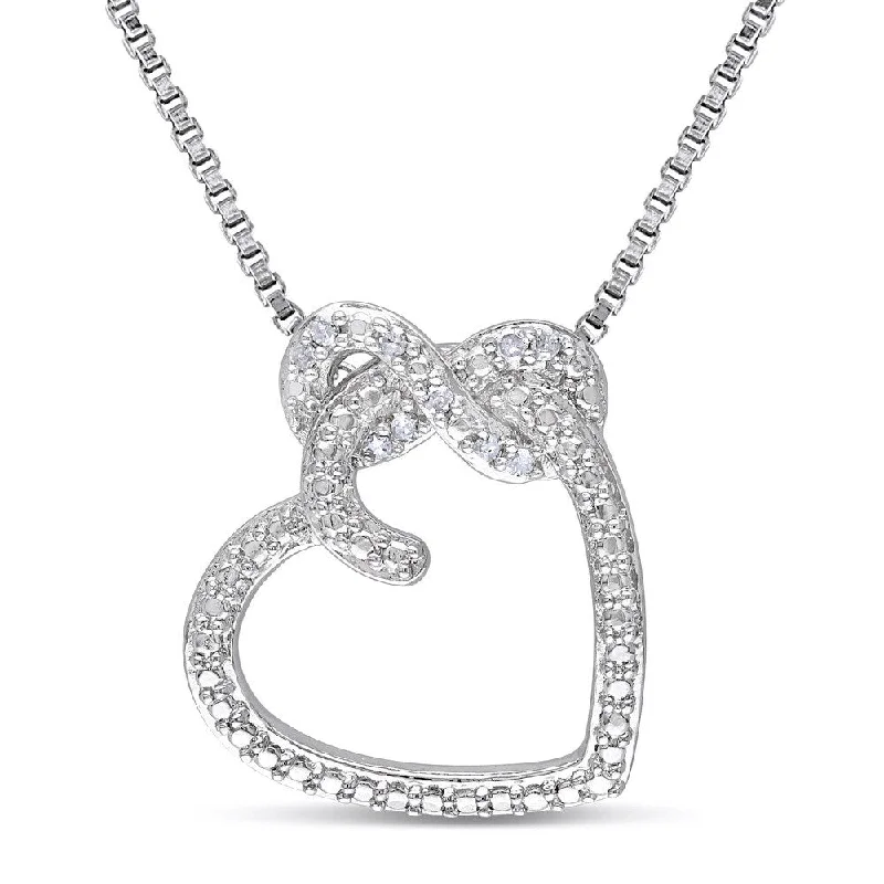 Smooth pendant necklaces-Miadora Sterling Silver and Diamond Accent Infinity Heart Necklace