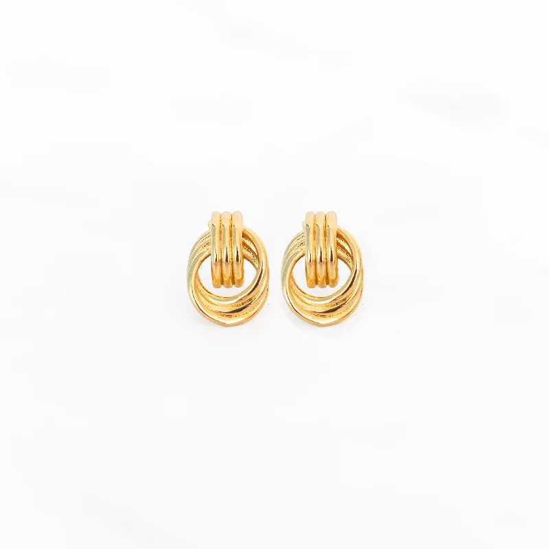 Petal hoop earrings-Gold Knot Drop Earrings