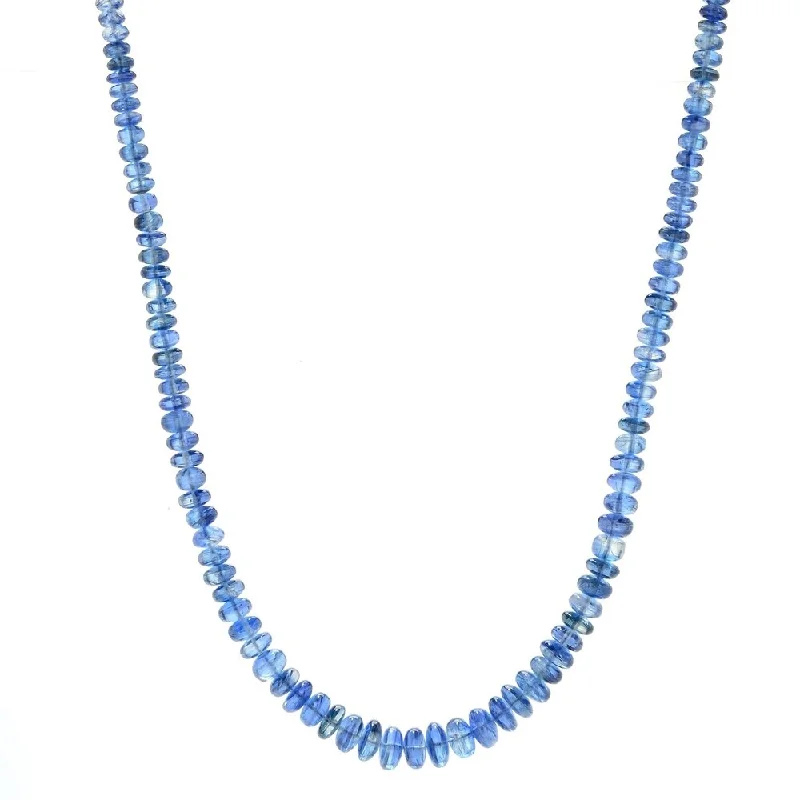 Worn medallion necklaces-Sterling Silver 18" Kyanite Graduated Beaded Necklace