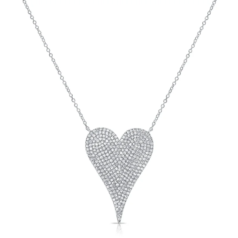 Polished name necklaces-Joelle Diamond Heart Pendant Necklace 14K White Gold 4/5 CT TDW