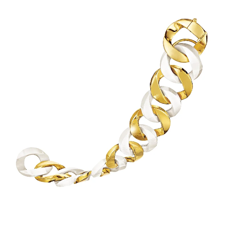 Bamboo weave bangles-Curb-Link Bracelet in White Ceramic