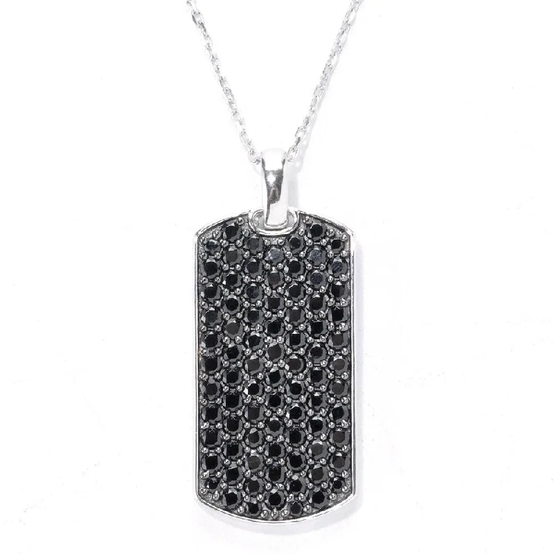 Round pendant necklaces-Sterling Silver Pave Black Spinel Necklace with Chain and Cord