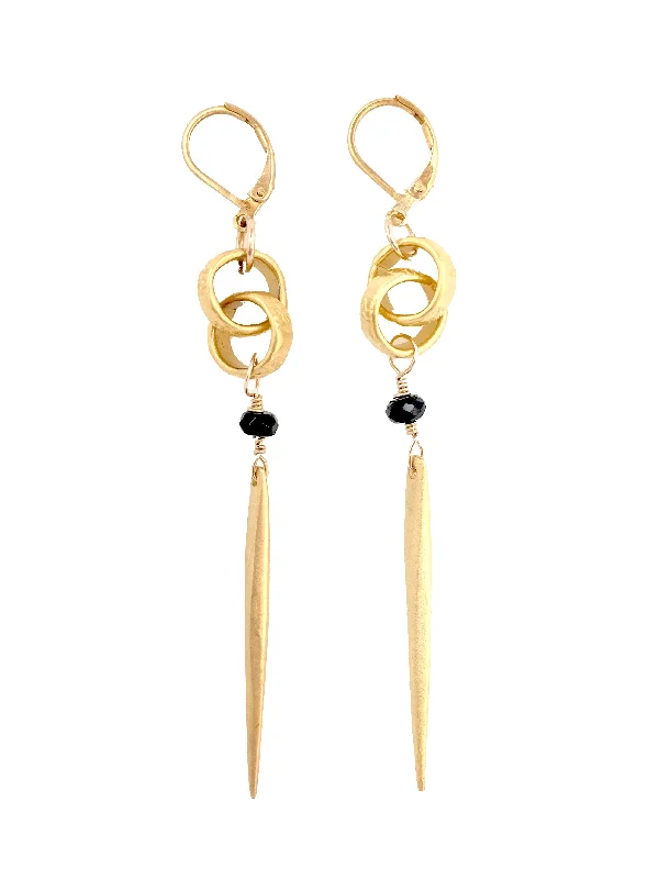 Reef knot earrings-Onyx Spear Earrings