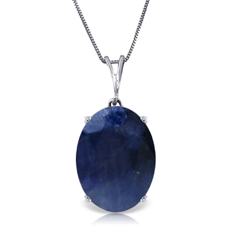 Sleek pendant necklaces-8.5 Carat 14K White Gold Necklace Natural Oval Sapphire