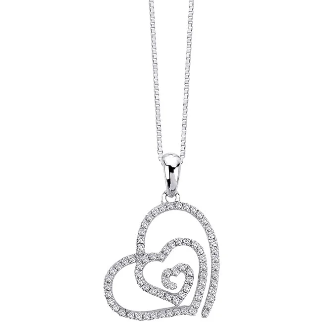 Galaxy charm necklaces-Auriya 14k White Gold 1/4ctw Diamond Swirl Heart Necklace (G-H, I1-I2)