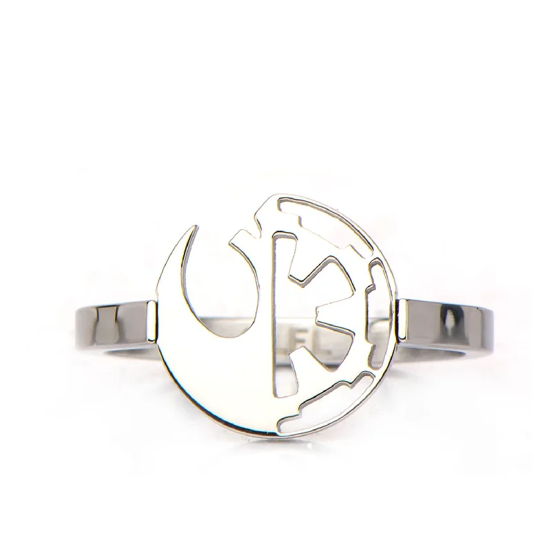 Glossy eternity engagement rings-Star Wars: Rogue One Rebel Alliance/Galactic Empire Cut Out Ring Stainless Steel