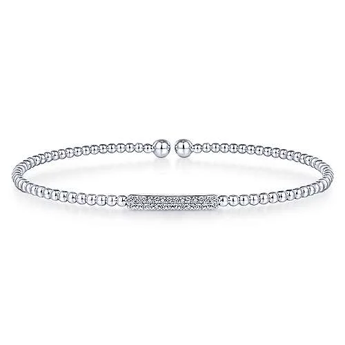 Ruby gem bangles-14K White Gold Bujukan Bead Cuff Bracelet with Diamonds