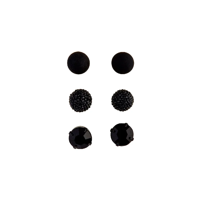 Vibrant enamel earrings-Black Jelly Diamante Earring Pack