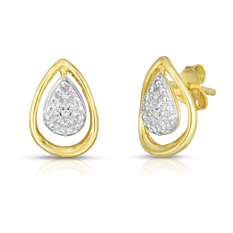 Java tile earrings-Tear Drop Diamond Earrings