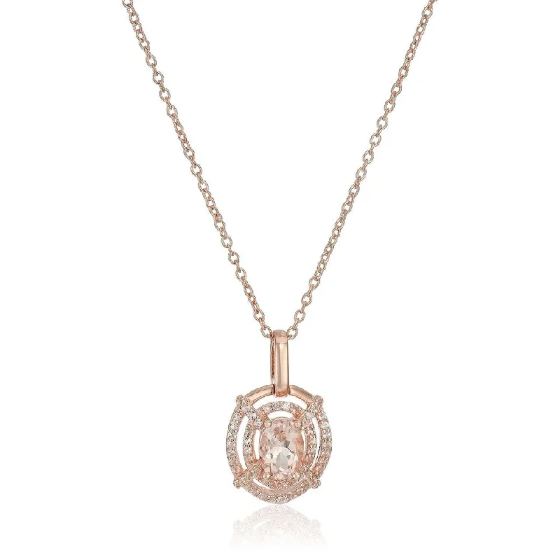 Radiant pearl necklaces-Rose Gold-plated Silver Morganite Pendant Necklace, 18" - Pink