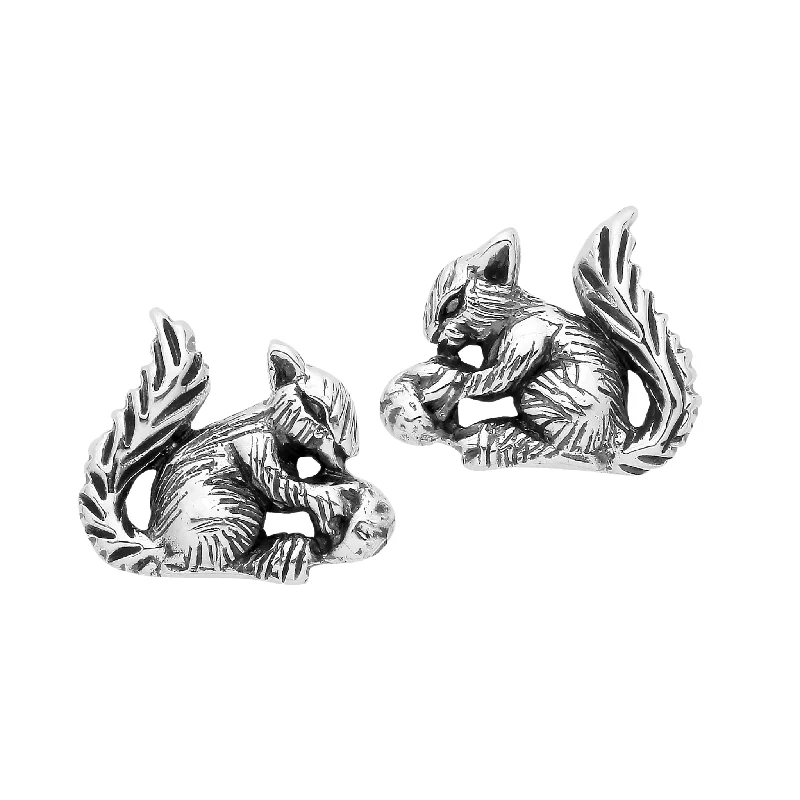 Tiny wing earrings-LITTLE SQUIRREL - Sterling Silver Studs