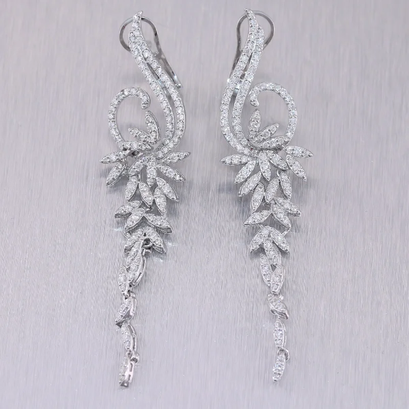 Java tile earrings-Estate Vintage 14k White Gold 1.94ctw Diamond Dangle Bridal Earrings