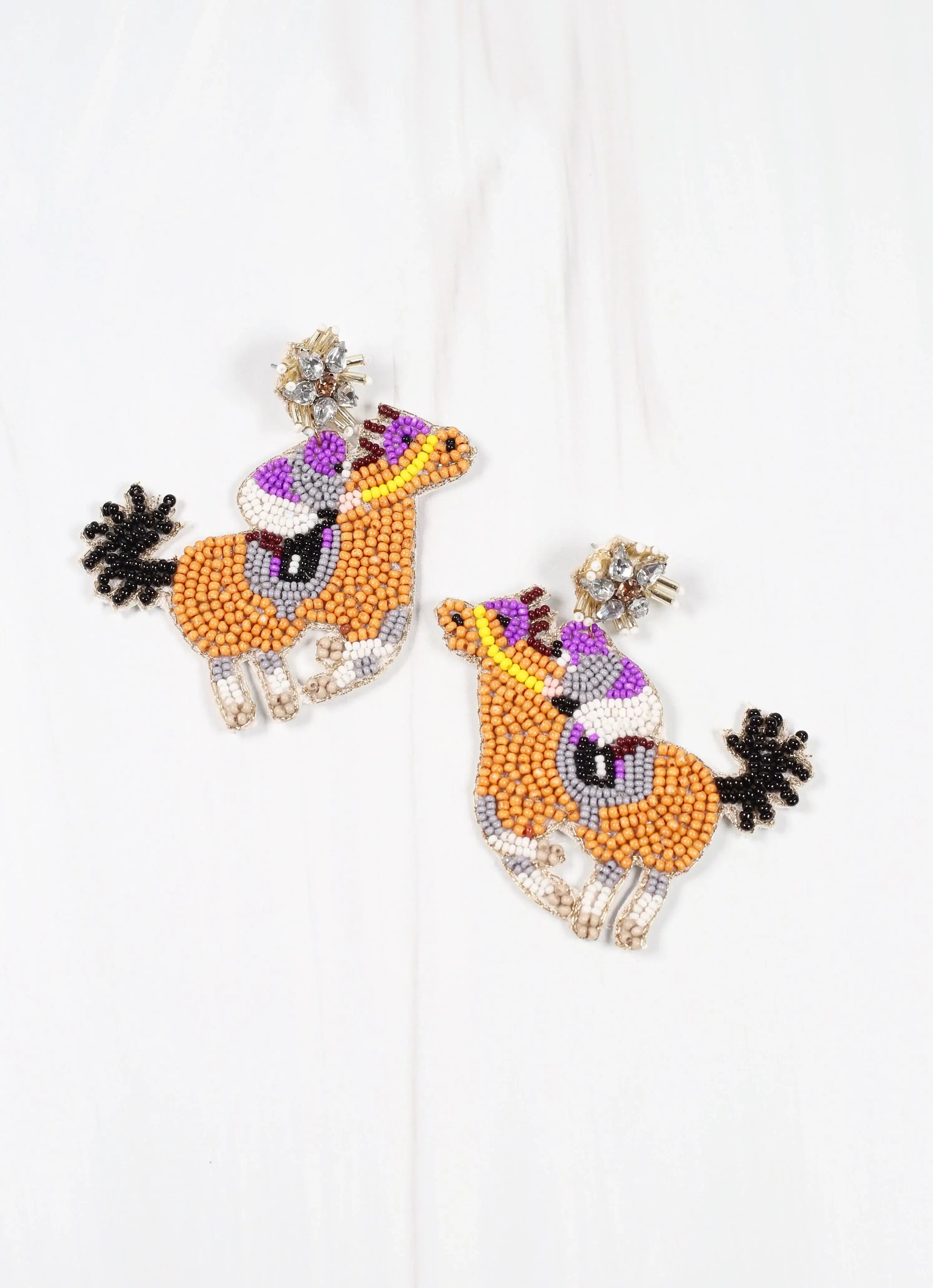 Half moon earrings-Caroline Hill - Kentucky Derby Jockey and Horse Earring PURPLE