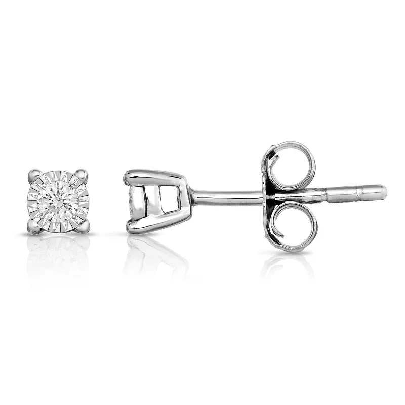 Flat badge earrings-Miracle Set Diamond Solitaire Earring Collection