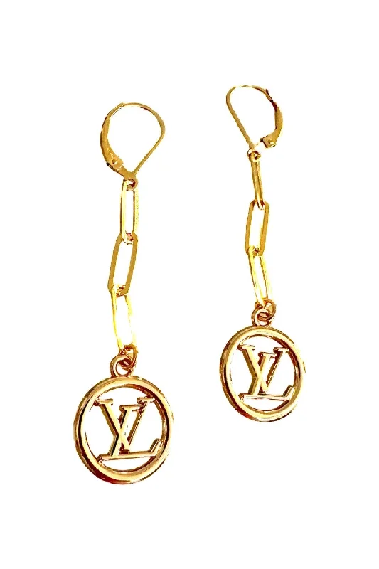 Flat badge earrings-LV Gold Circle Earrings