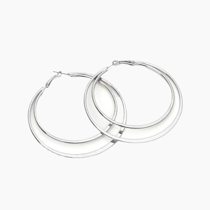 Thin threader earrings-Sterling Silver Large Hoop Earrings for Women